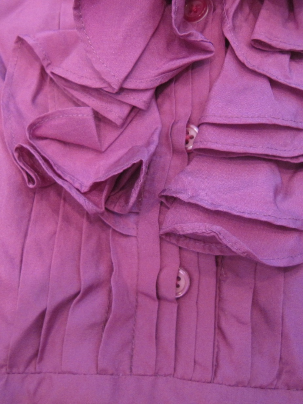 Y2k purple silk blouse ruffle button top j.crew size 4 - Picture 6 of 6